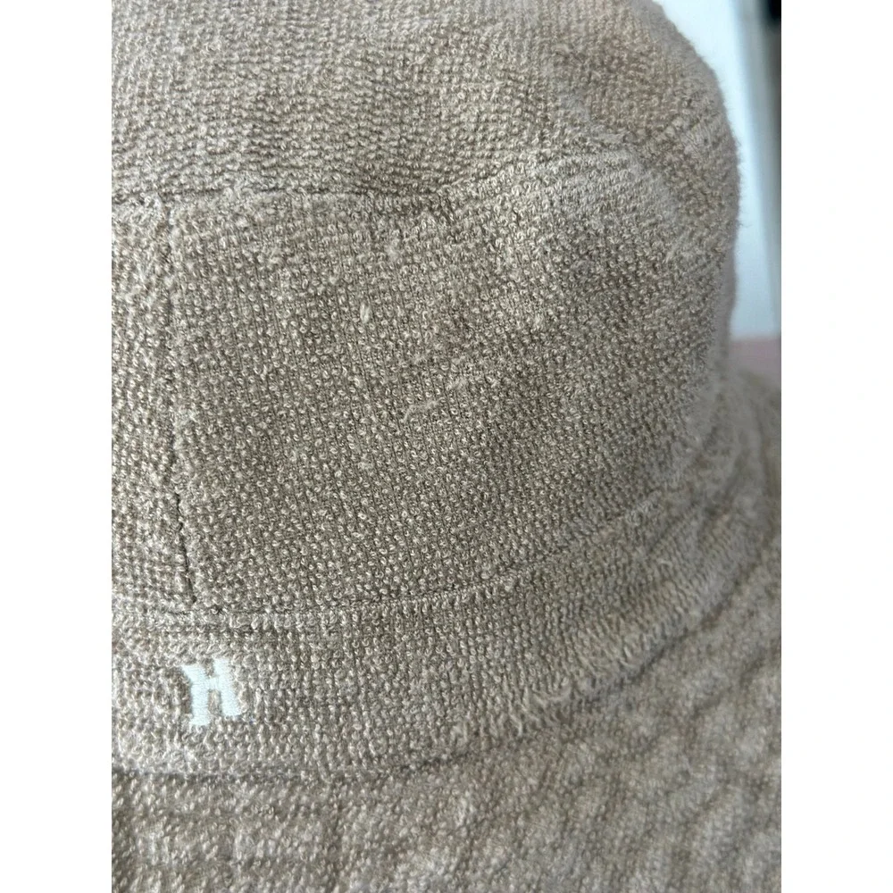 Hermes Bucket‎ Hat Size 58 Brown/Tan White Cotton Modal Linen Made in France